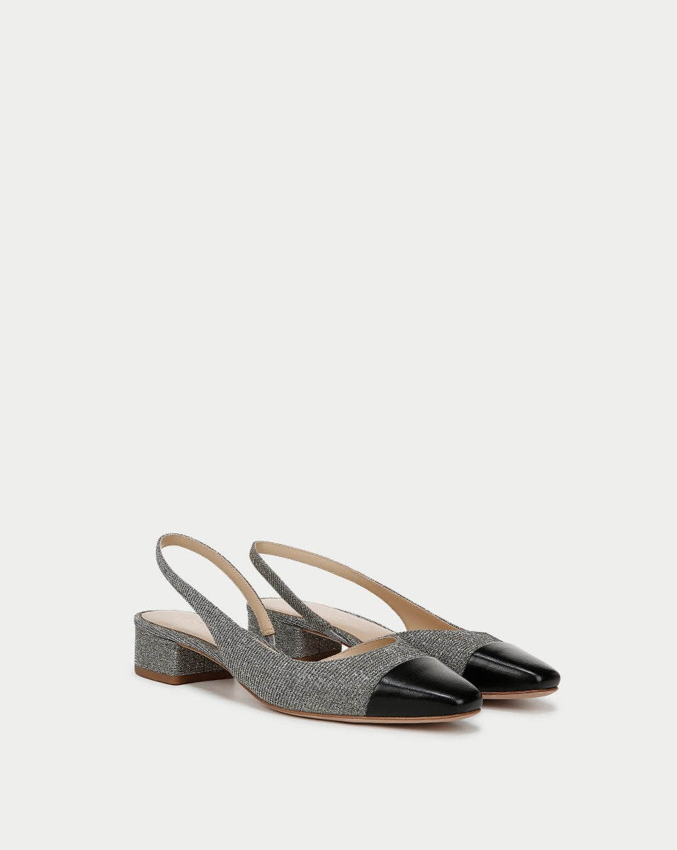 Cecile Lurex Cap-Toe Slingback