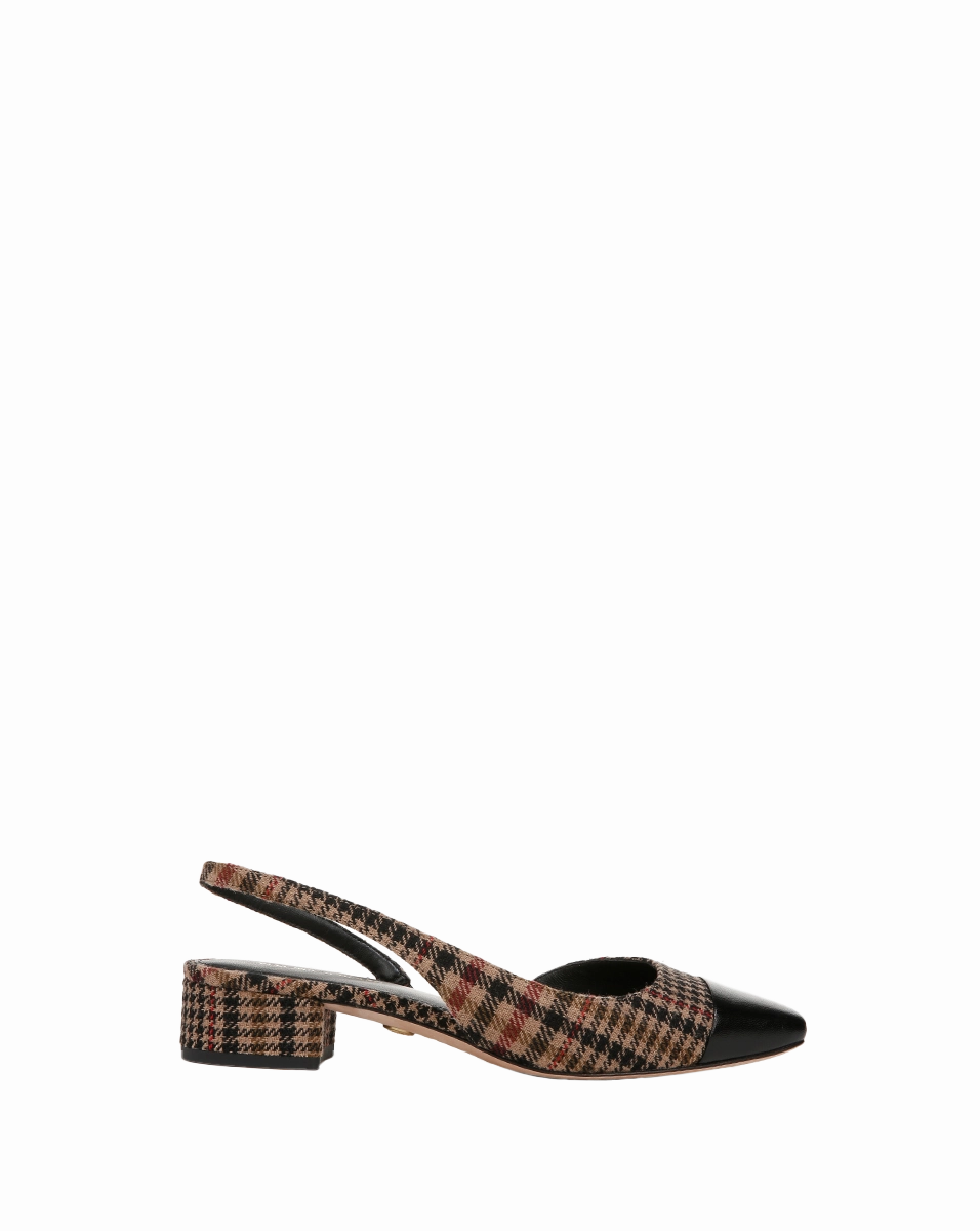 Cecile Plaid Cap-Toe Slingback