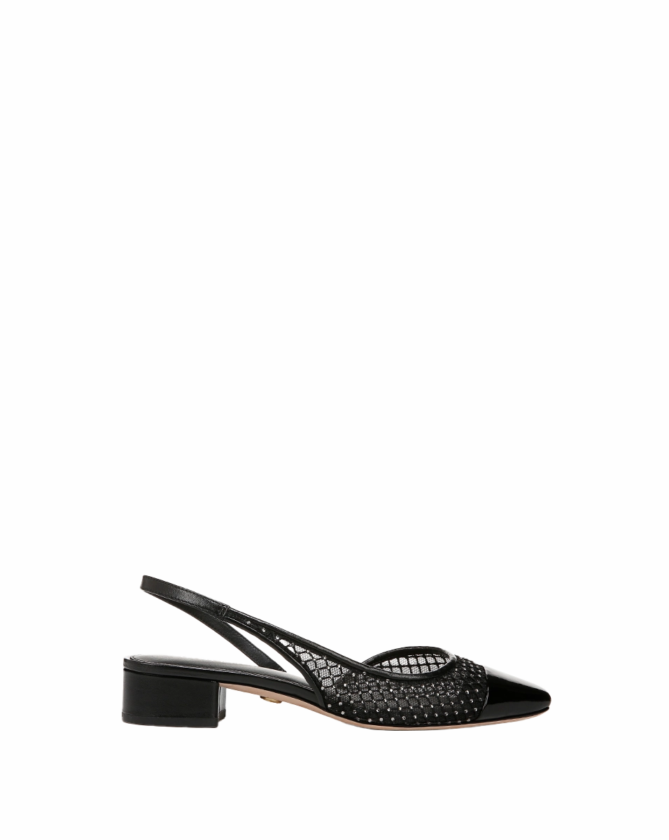 Cecile Rhinestone Mesh Cap-Toe Slingback