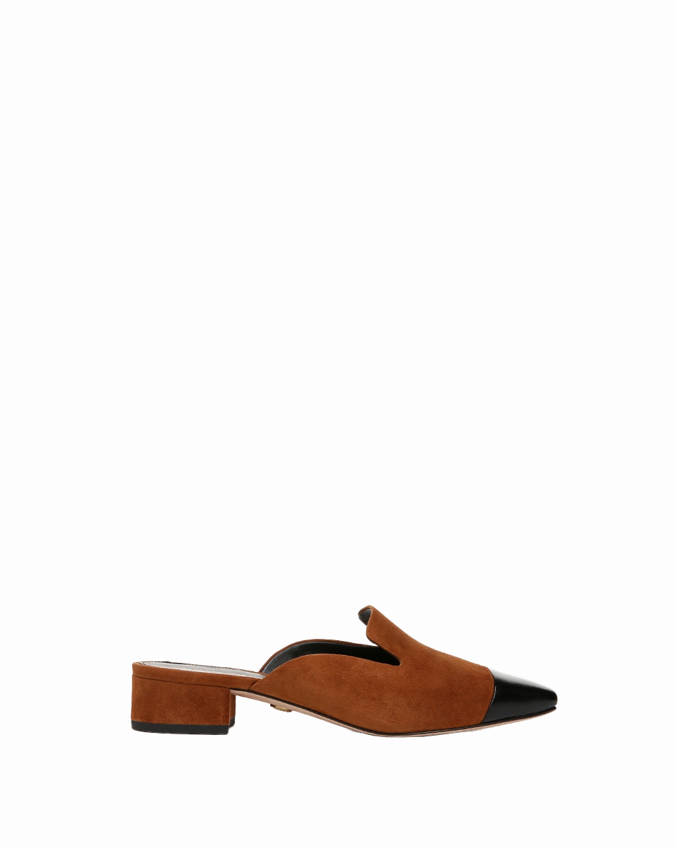 Cecile Suede Cap-Toe Mule