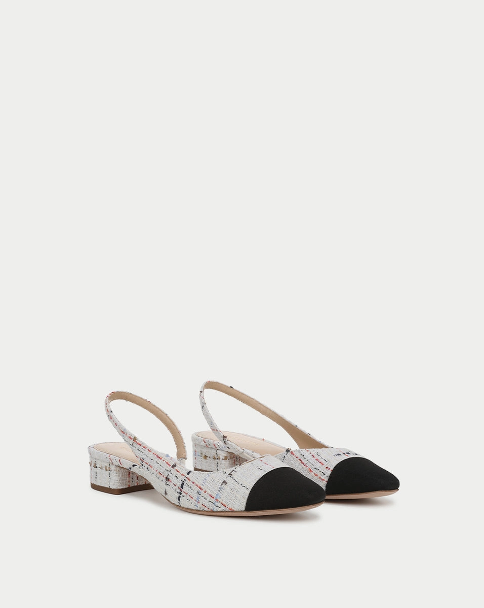 Cecile Tweed Cap-Toe Slingback