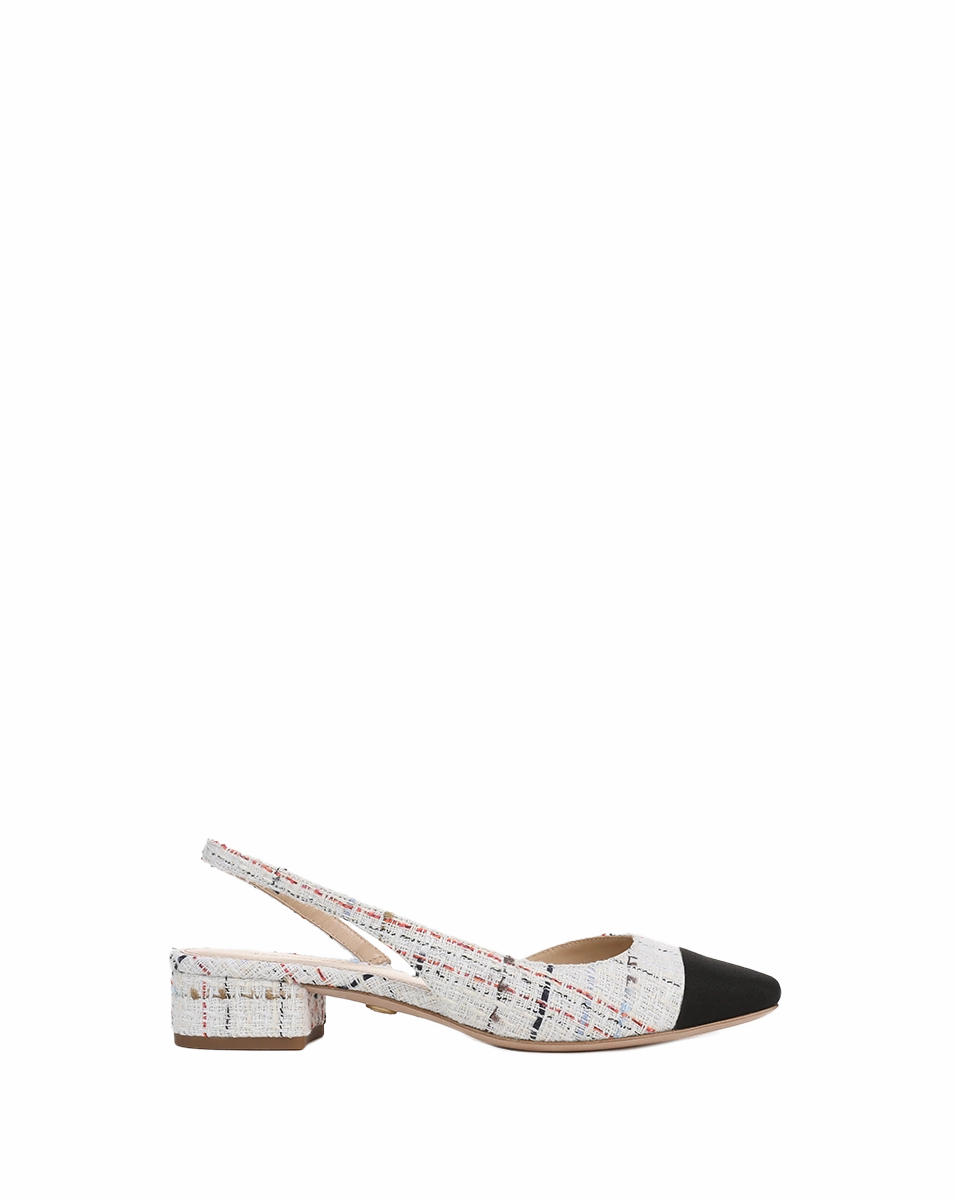 Cecile Tweed Cap-Toe Slingback