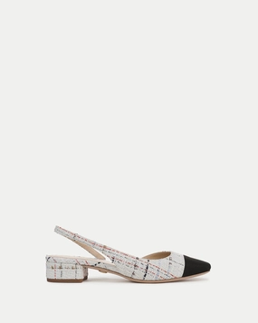 Cecile Tweed Cap-Toe Slingback