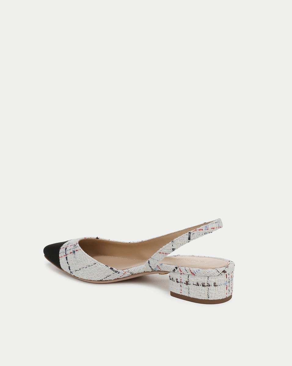 Cecile Tweed Cap-Toe Slingback