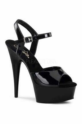 DELIGHT-609 Platform Sandal  | Black Patent