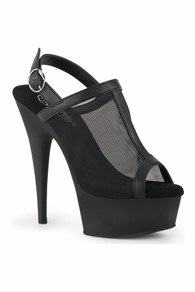 DELIGHT-636 Black Faux Leather Sandal