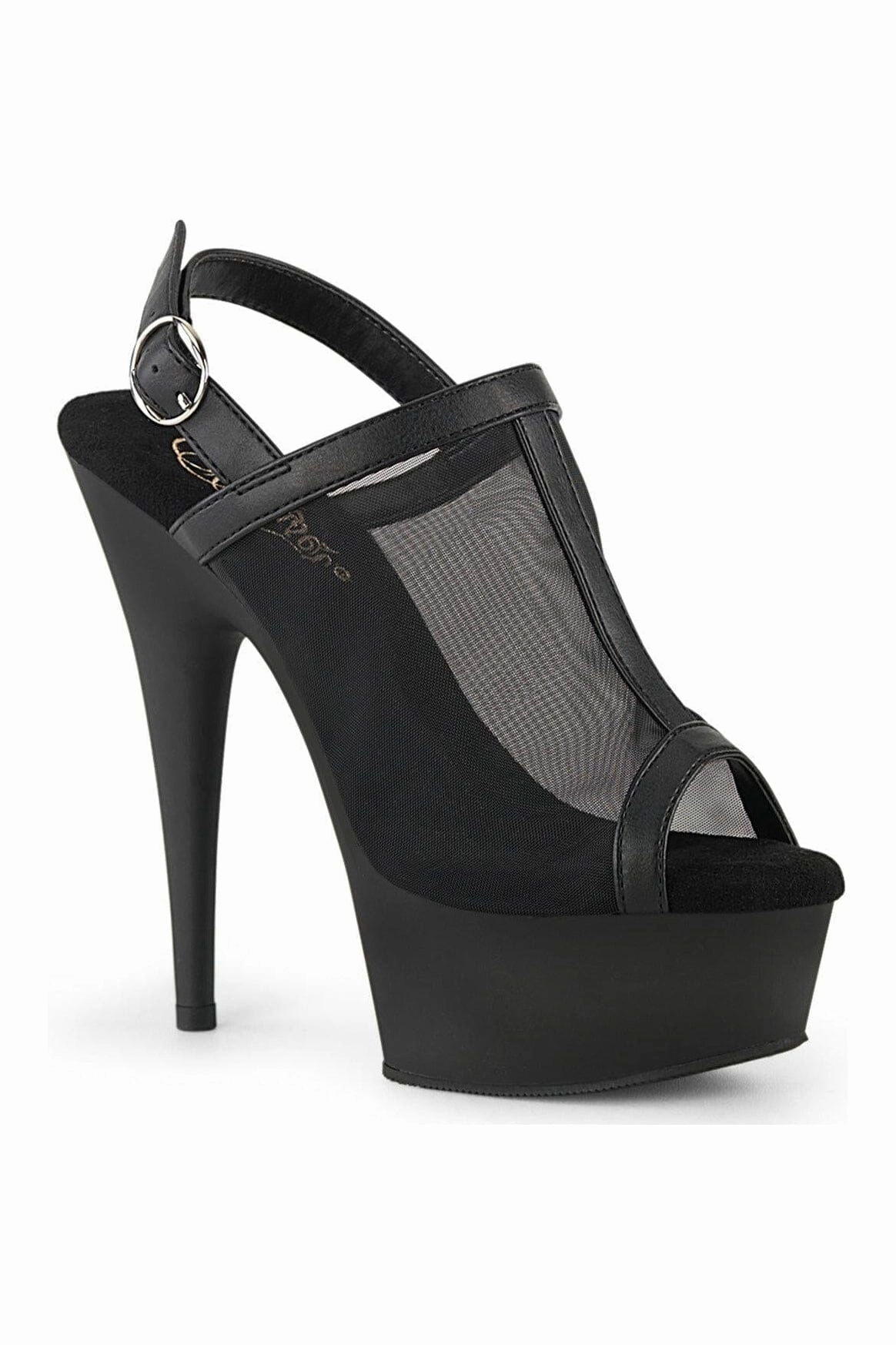 DELIGHT-636 Black Faux Leather Sandal