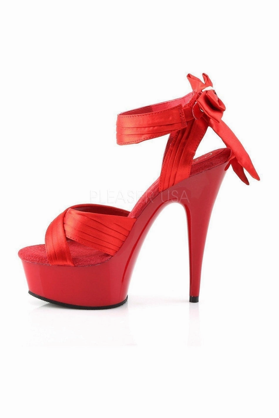 DELIGHT-668 Platform Sandal  | Red Genuine Satin
