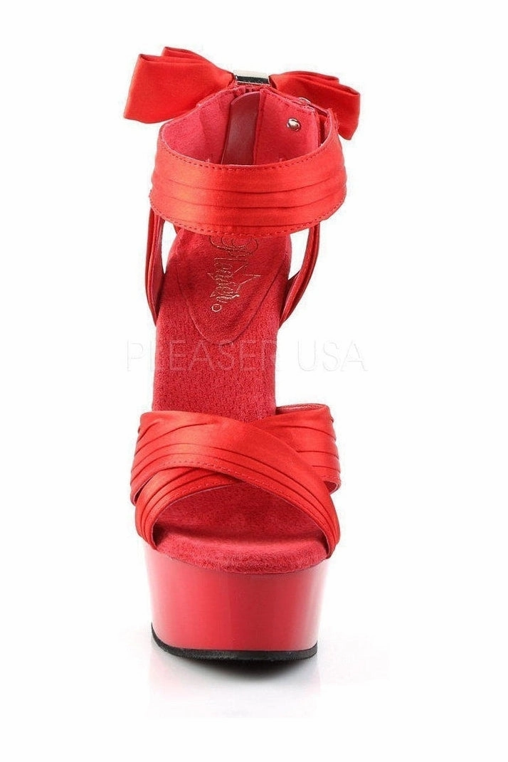 DELIGHT-668 Platform Sandal  | Red Genuine Satin