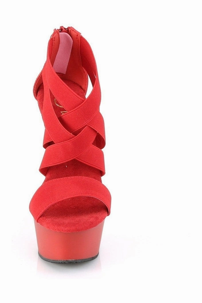 DELIGHT-669 Platform Sandal | Red Elastic