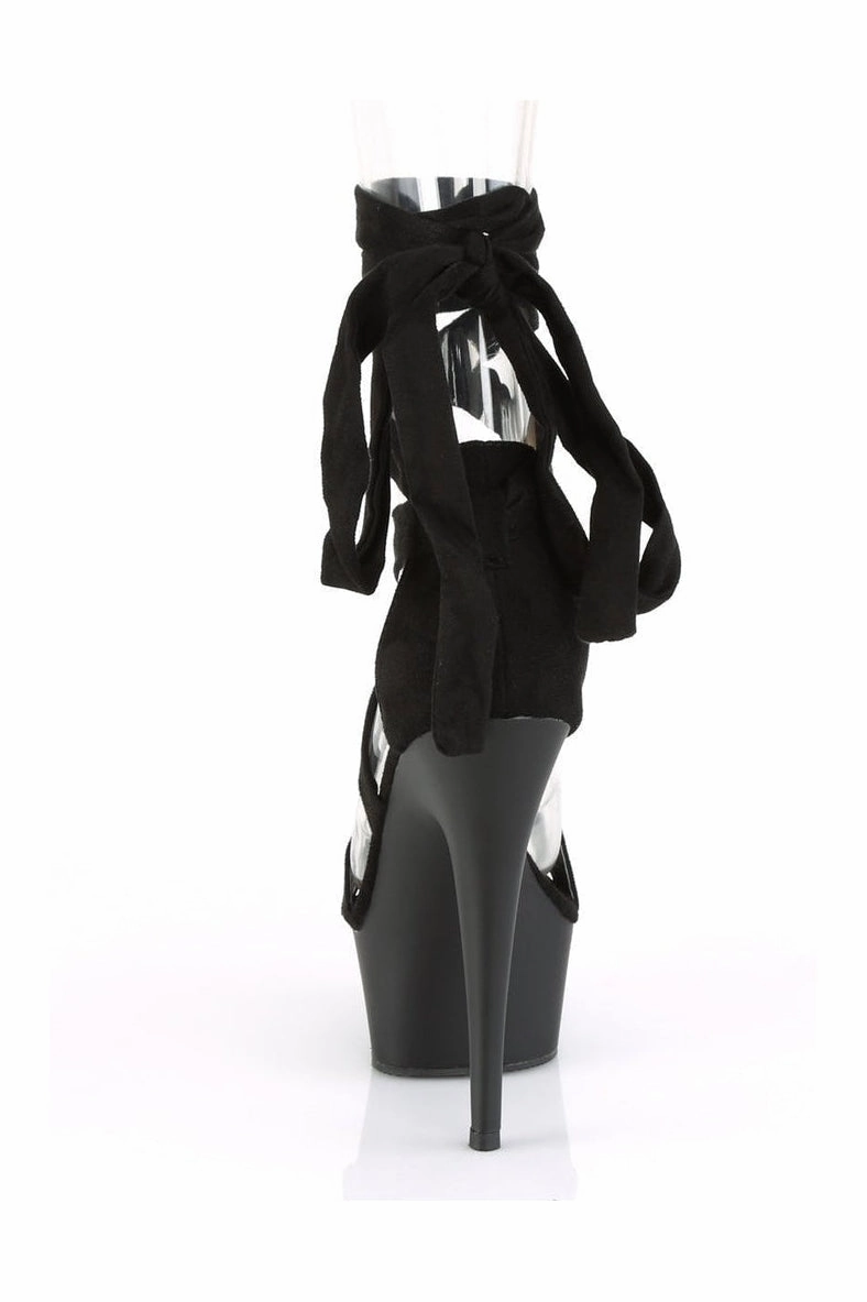 DELIGHT-671 Exotic Platform Sandal | Black Faux Leather