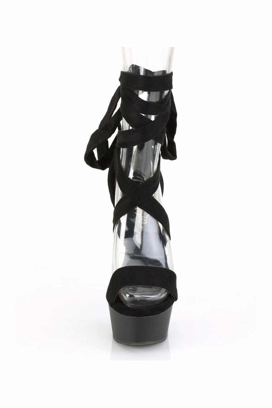 DELIGHT-671 Exotic Platform Sandal | Black Faux Leather