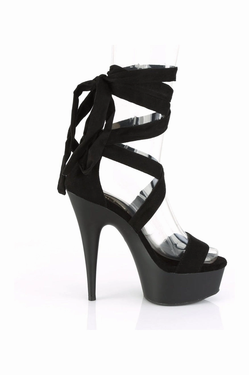 DELIGHT-671 Exotic Platform Sandal | Black Faux Leather
