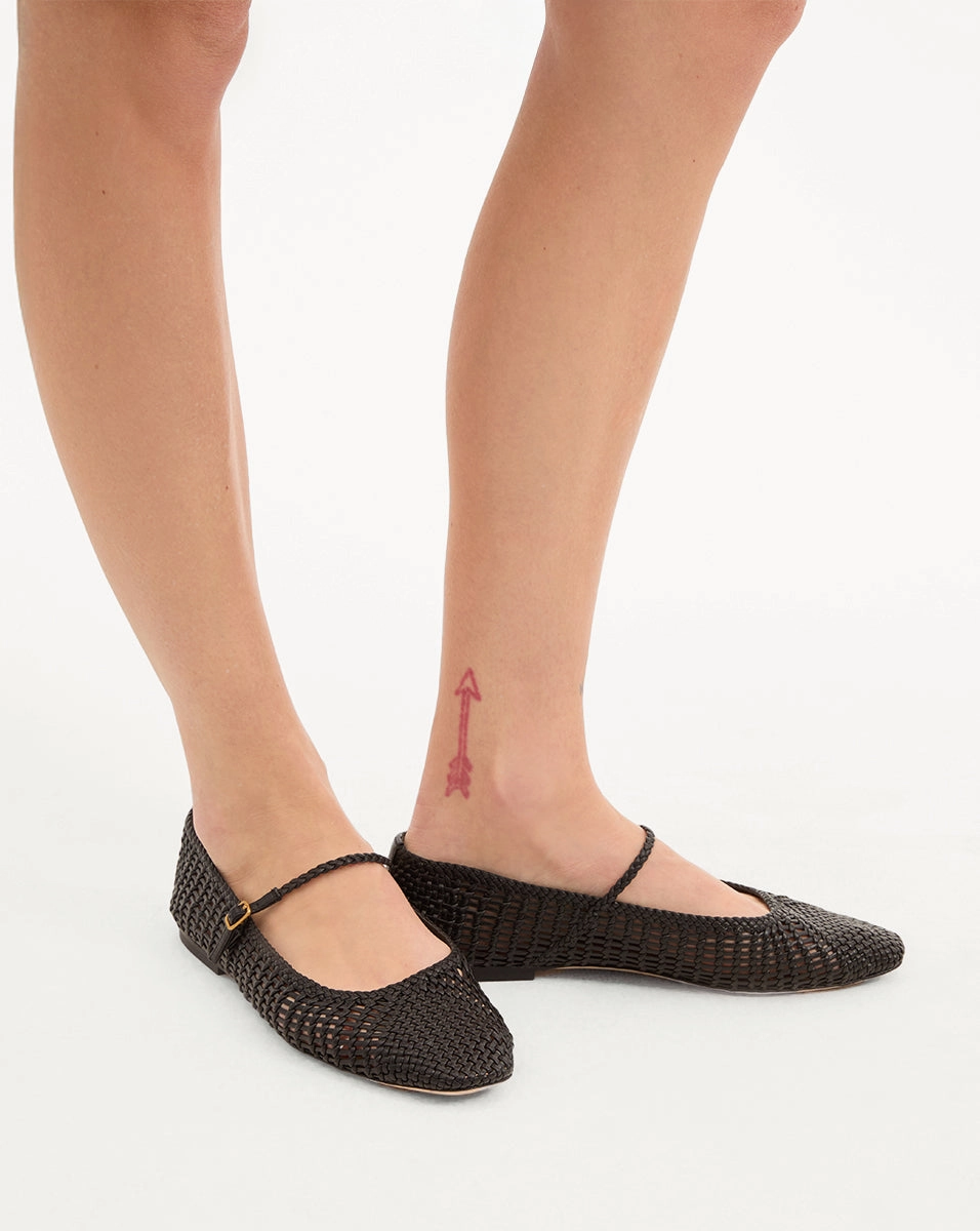 Ellie Woven-Leather Flat