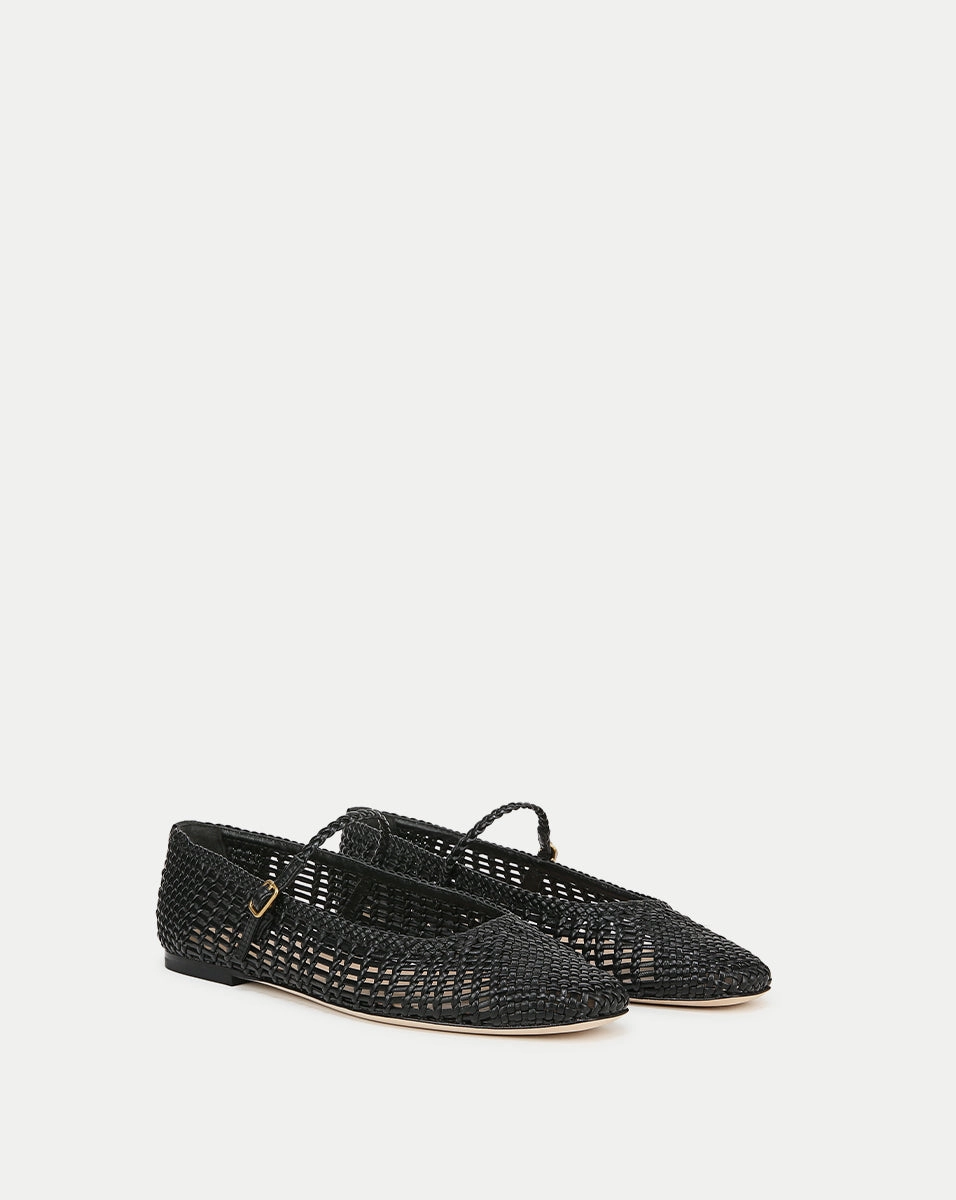 Ellie Woven-Leather Flat