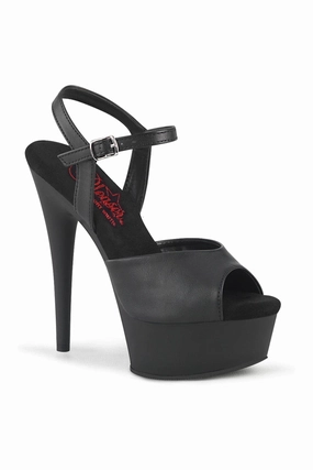 EXCITE-609 Black Faux Leather Sandal