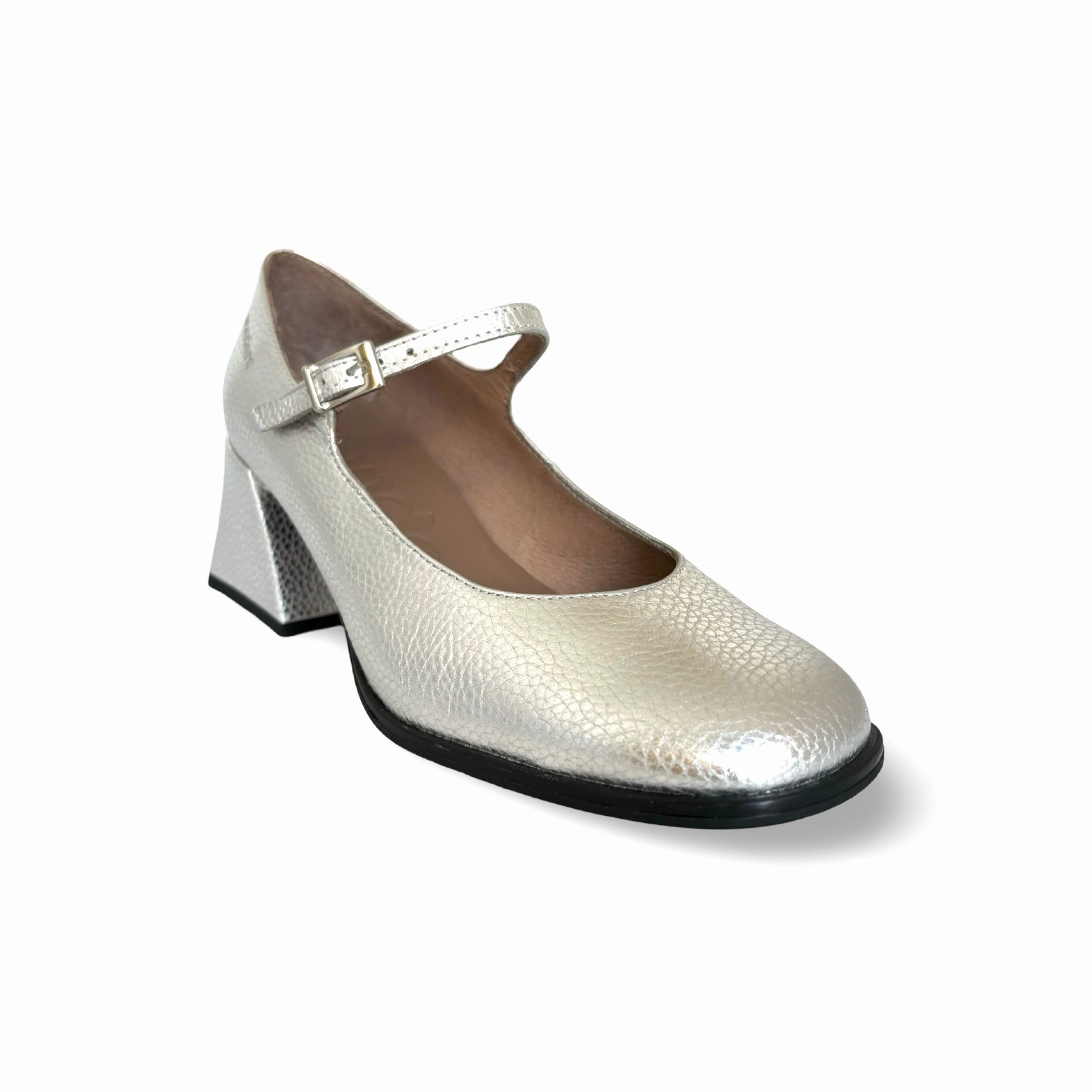 H5711 Silver Leather Maryjane Pump