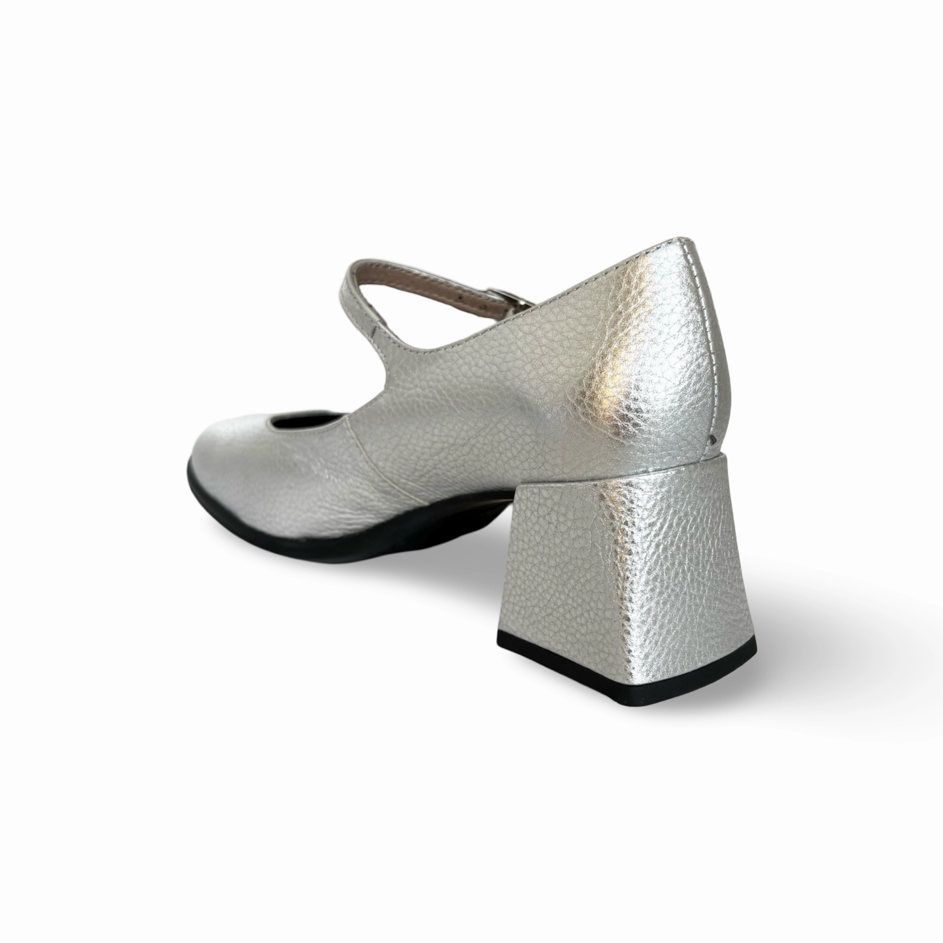 H5711 Silver Leather Maryjane Pump