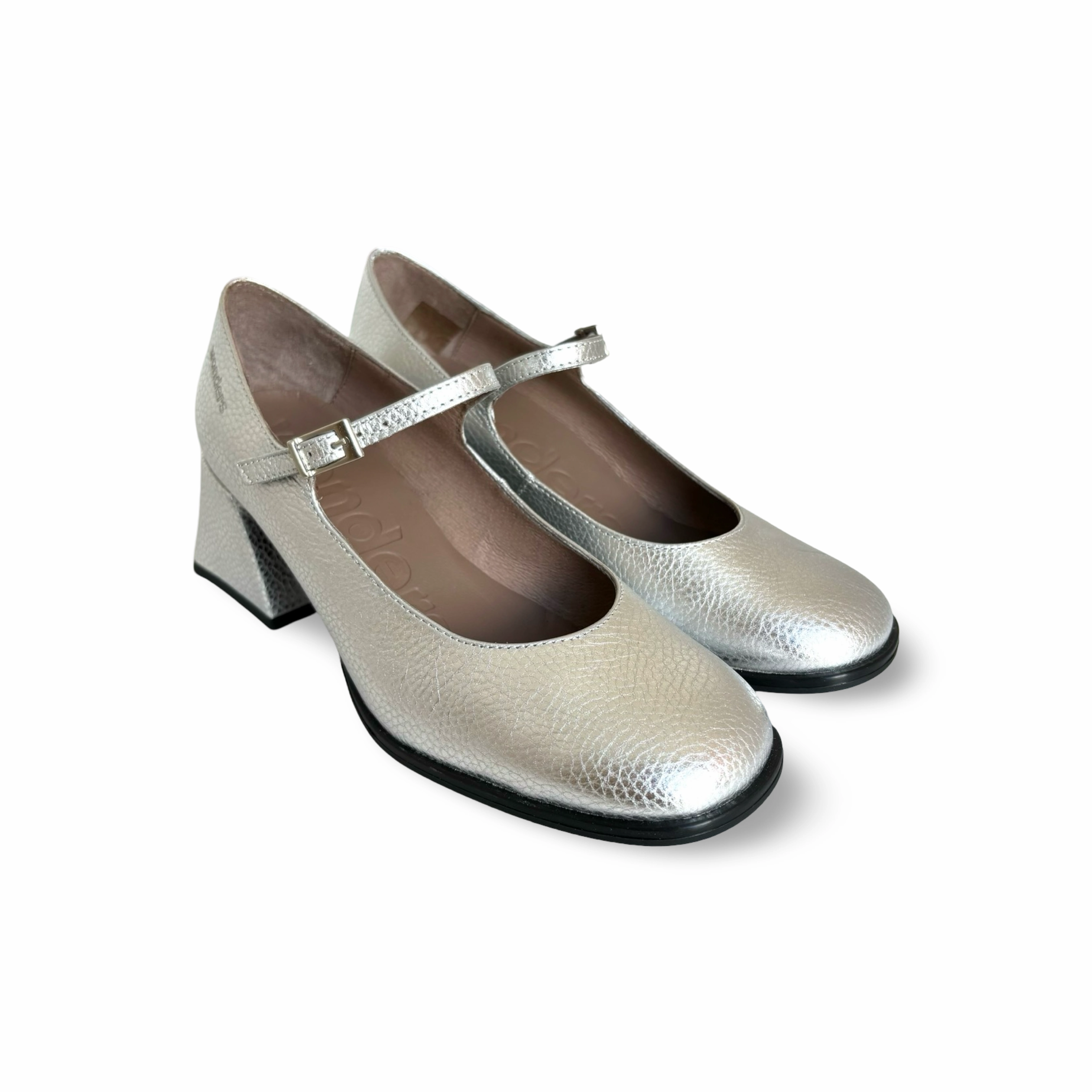 H5711 Silver Leather Maryjane Pump