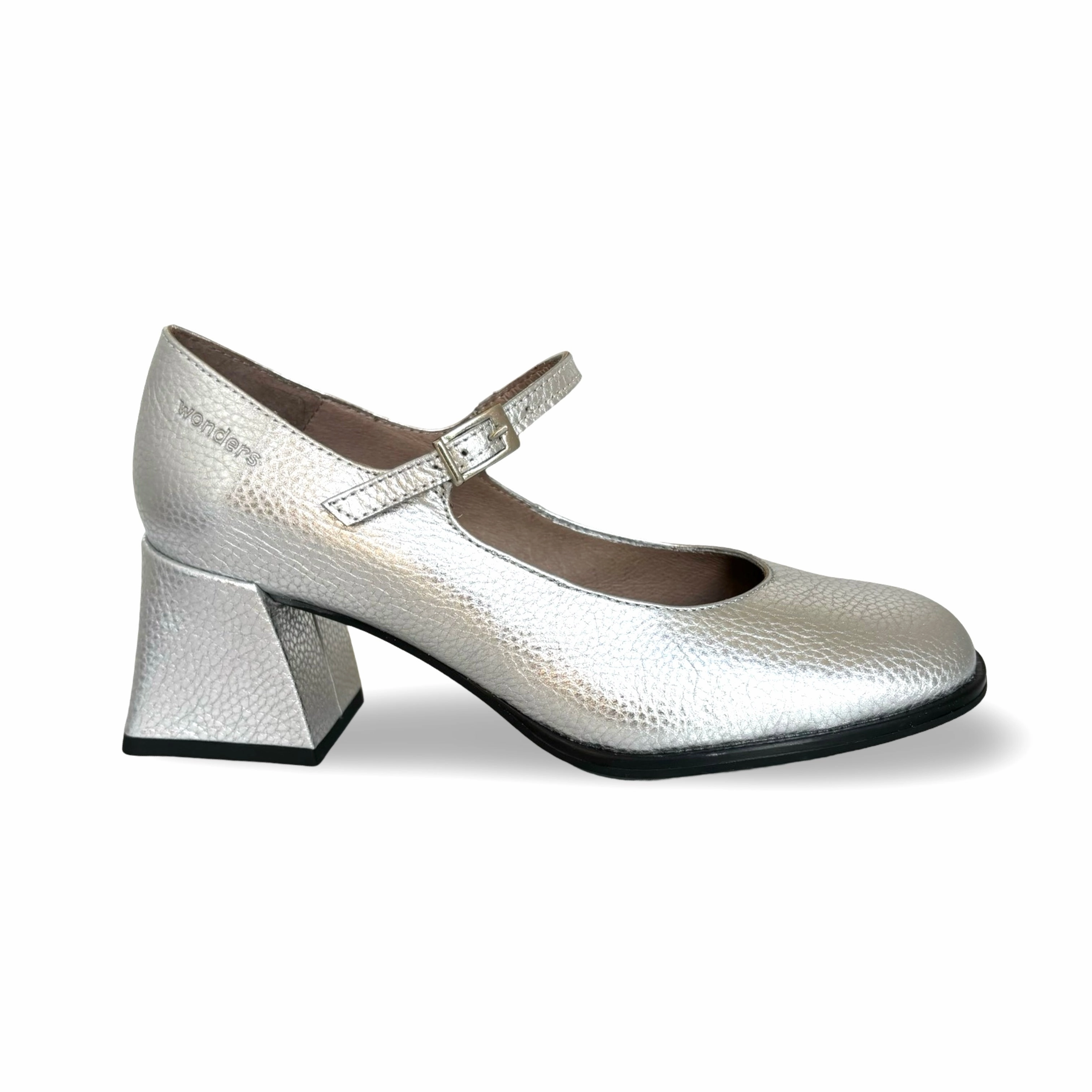 H5711 Silver Leather Maryjane Pump