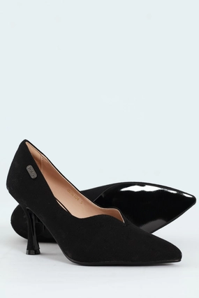 Jacquard Monogram Pointed Toe Court Heel - Black