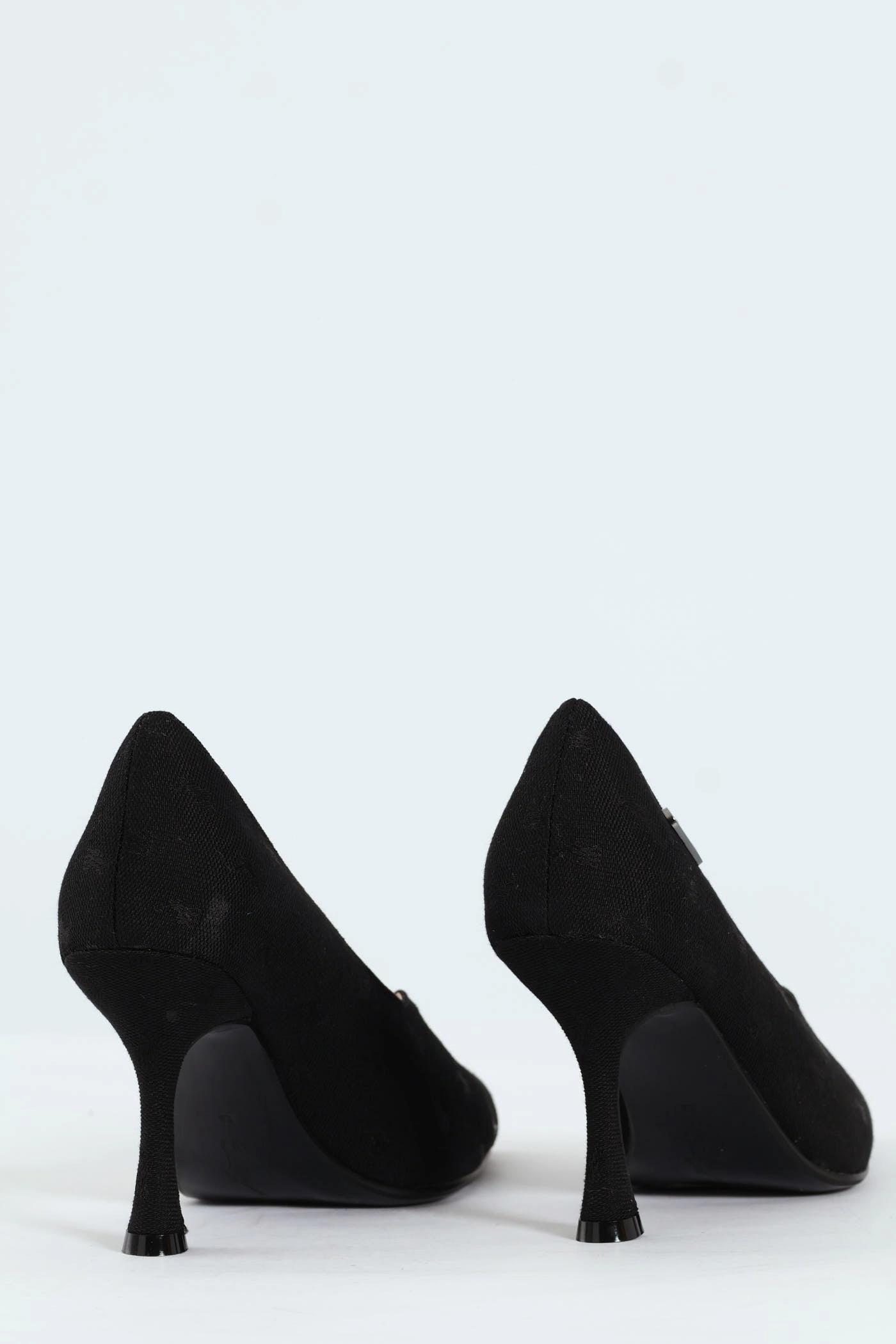 Jacquard Monogram Pointed Toe Court Heel - Black