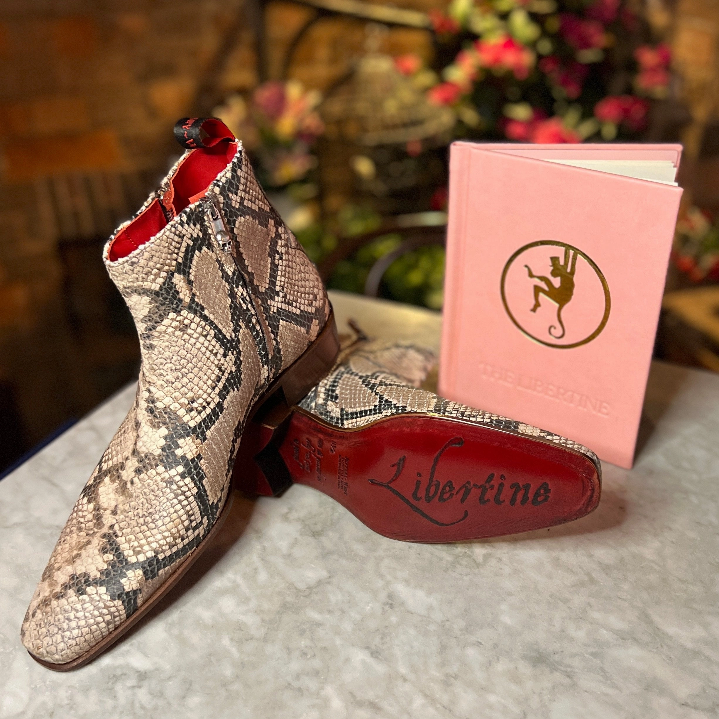Jeffery West "Nitrate" Snake Print Cuban Heel Zip Boot