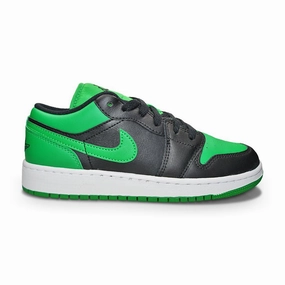 Juniors Nike Air Jordan 1 Low (GS) - 553560 065 - Black Black Lucky Green White