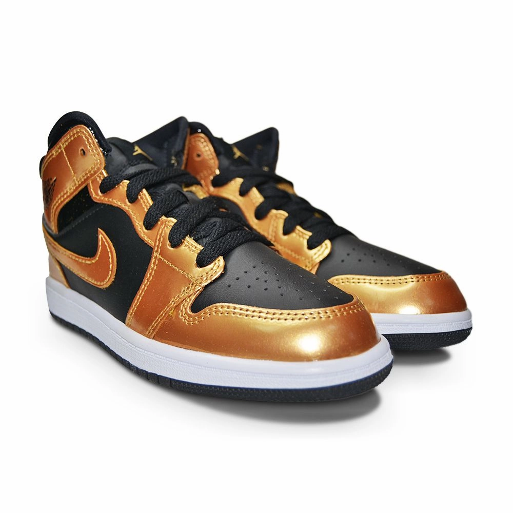 Juniors Nike Air Jordan 1 Mid SE - DR6967 071 - Black Metallic Gold White