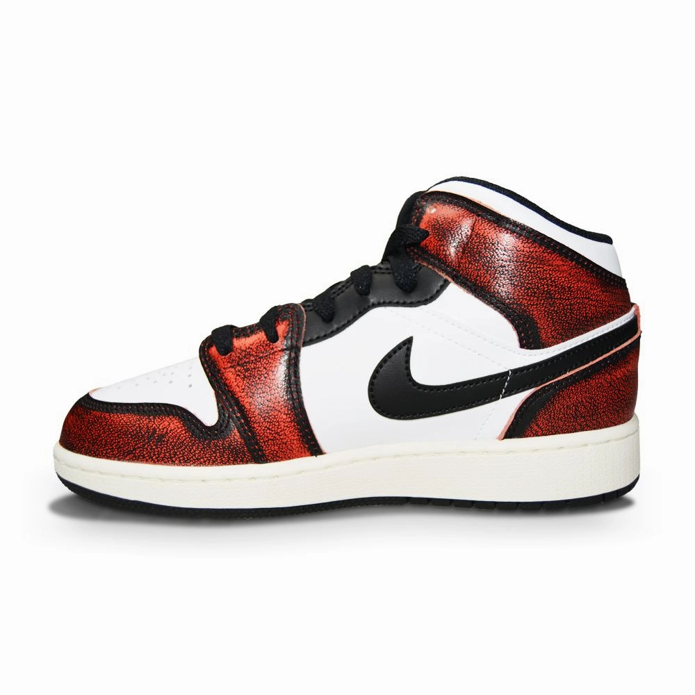 Juniors Nike Air Jordan 1 Mid SE (GS) -FB0568 006 - Black Infrared 23 White Sail
