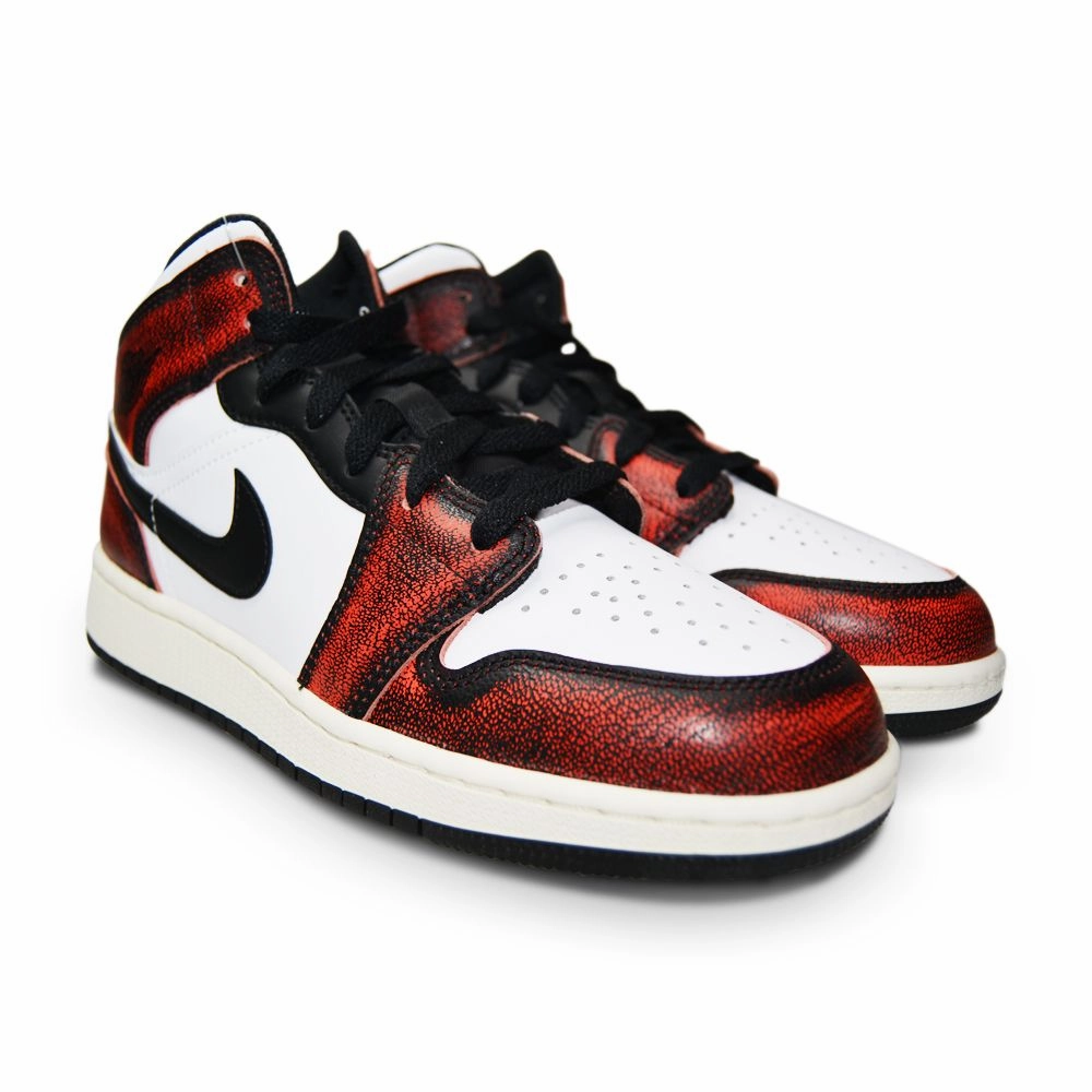 Juniors Nike Air Jordan 1 Mid SE (GS) -FB0568 006 - Black Infrared 23 White Sail