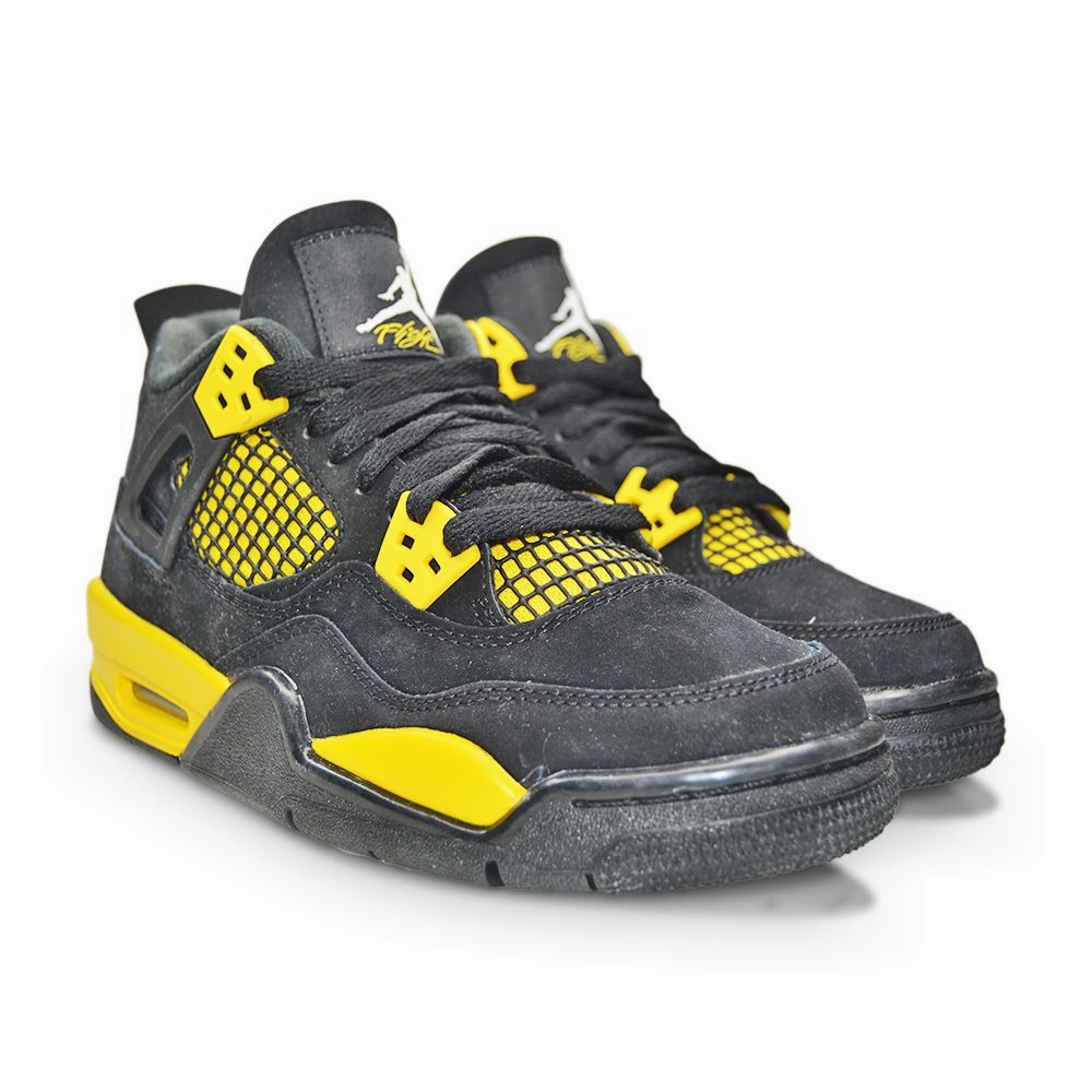 Juniors Nike Air Jordan 4 Retro (GS) - 408452 017 - Black White Tour Yellow