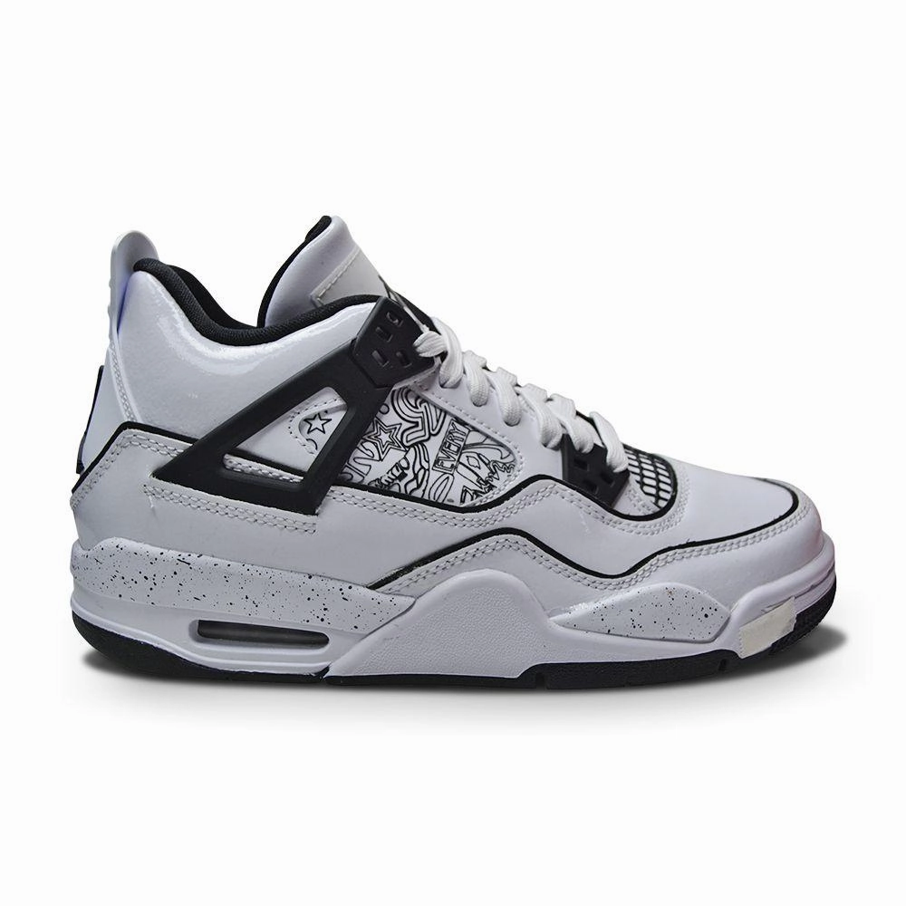 Juniors Nike Air Jordan 4 Retro SE (GS) - DC4101 100 - White Black Volt