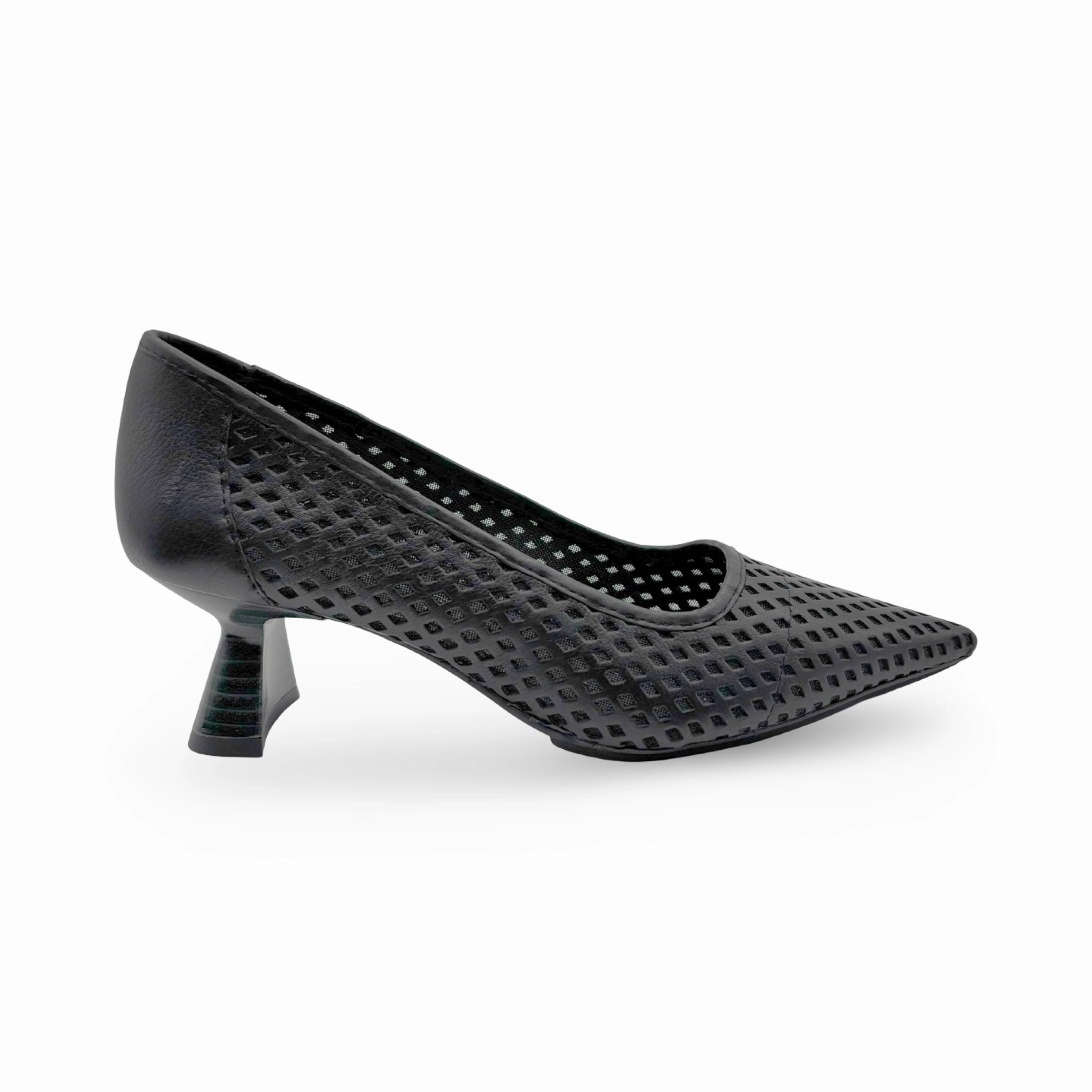 KAL5297 Black Perforated Leather Pump