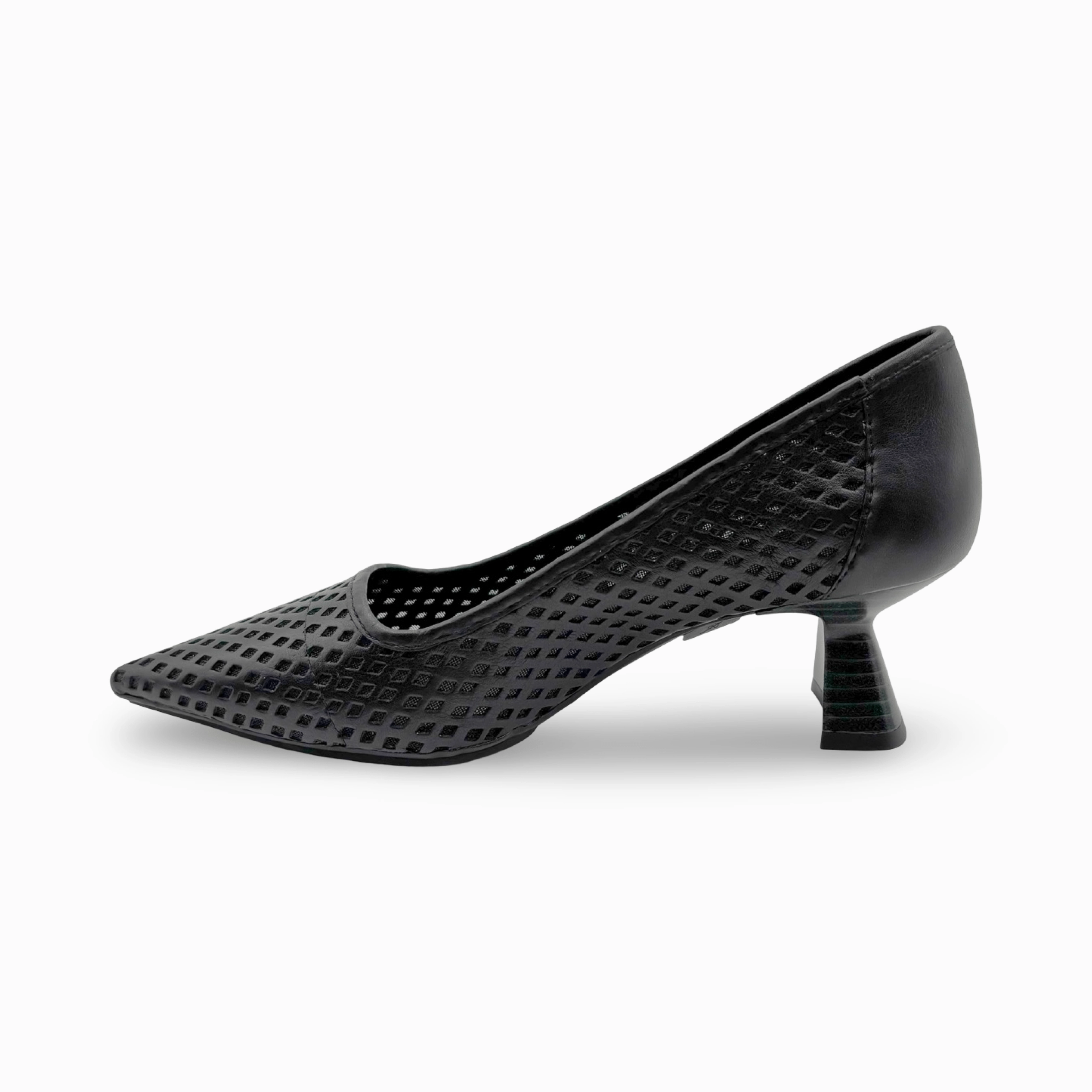 KAL5297 Black Perforated Leather Pump