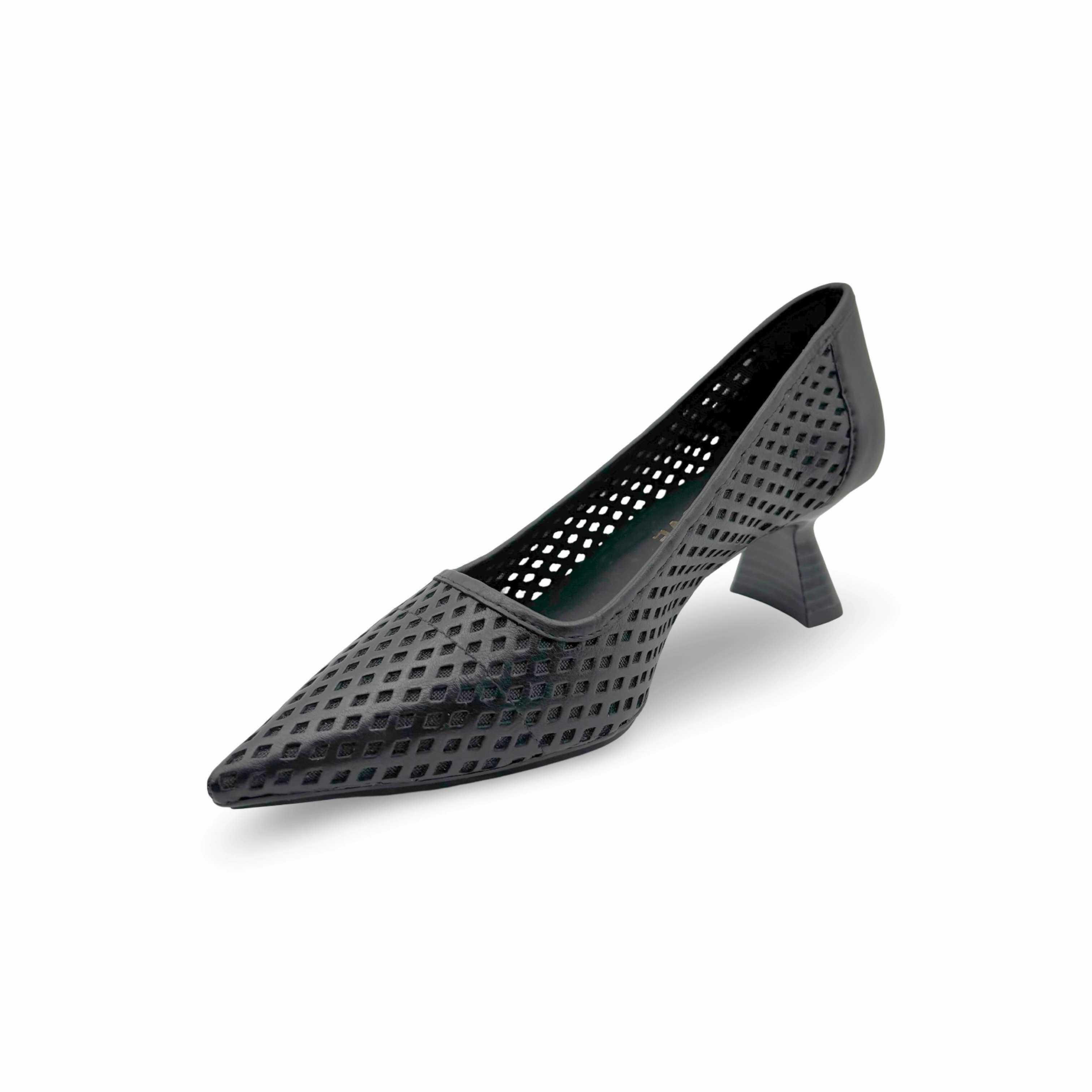KAL5297 Black Perforated Leather Pump