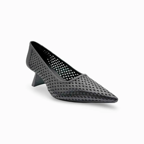 KAL5297 Black Perforated Leather Pump