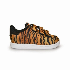Kids Adidas Stan Smith CF C - AQ2971 - Orange Black Tiger Print Trainers