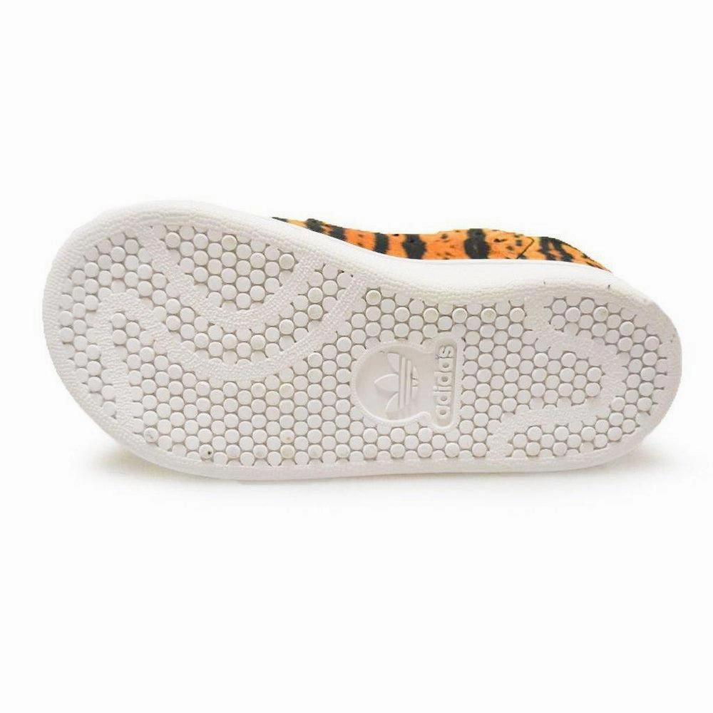 Kids Adidas Stan Smith CF C - AQ2971 - Orange Black Tiger Print Trainers