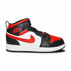 Kids Nike Air Jordan 1 Mid (PS) - 640734 079 - Black Fire Red White