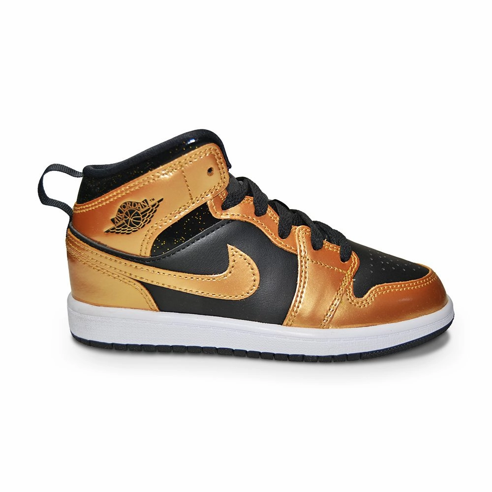 Kids Nike Air Jordan 1 Mid SE (PS) - DR6968 071 - Black Metallic Gold White