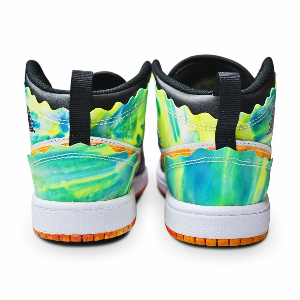 Kids Nike Air Jordan 1 Mid SE "Wavy" (PS) - DJ6562 038 - Black White Team Orange