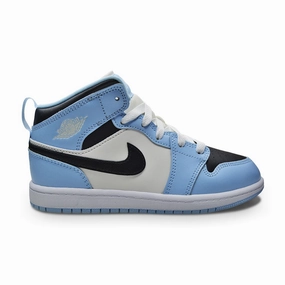Kids Nike Jordan 1 Mid (PS) - 640737 401 - Ice Blue Black Sail White