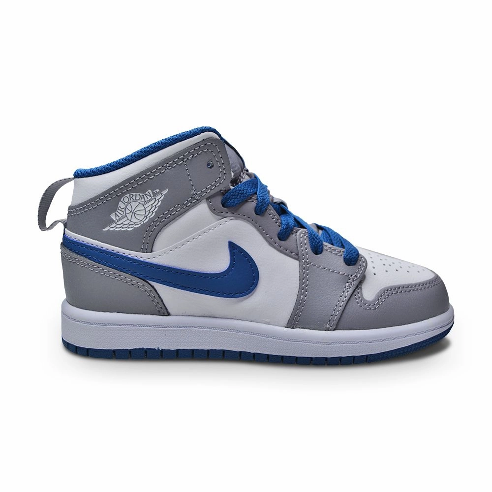 Kids Nike Jordan 1 Mid (PS) - DQ8424 014 - Cement Grey White True Blue