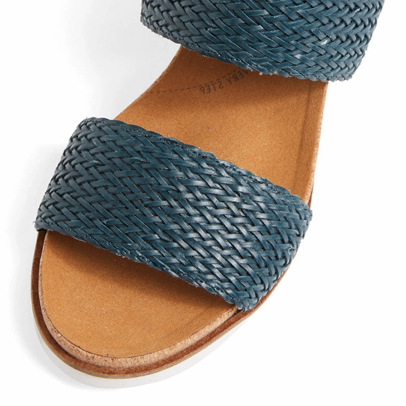 KOKOYO W - NAVY-NAVY WEAVE WEDGE SANDALS