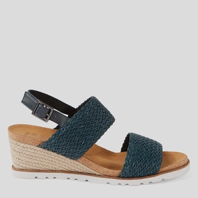 KOKOYO W - NAVY-NAVY WEAVE WEDGE SANDALS