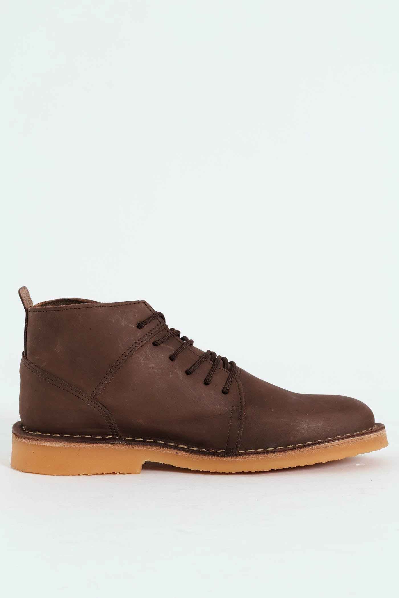 Leather Stitched Down Lace Up Boot - Brown