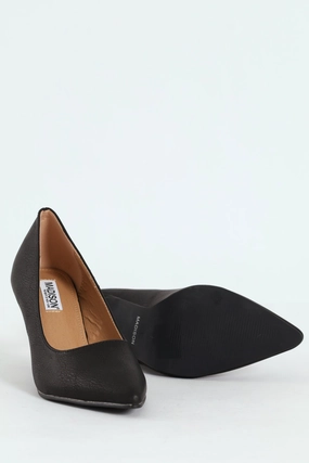 Madison Pointed Toe Stiletto Court Heel - Black