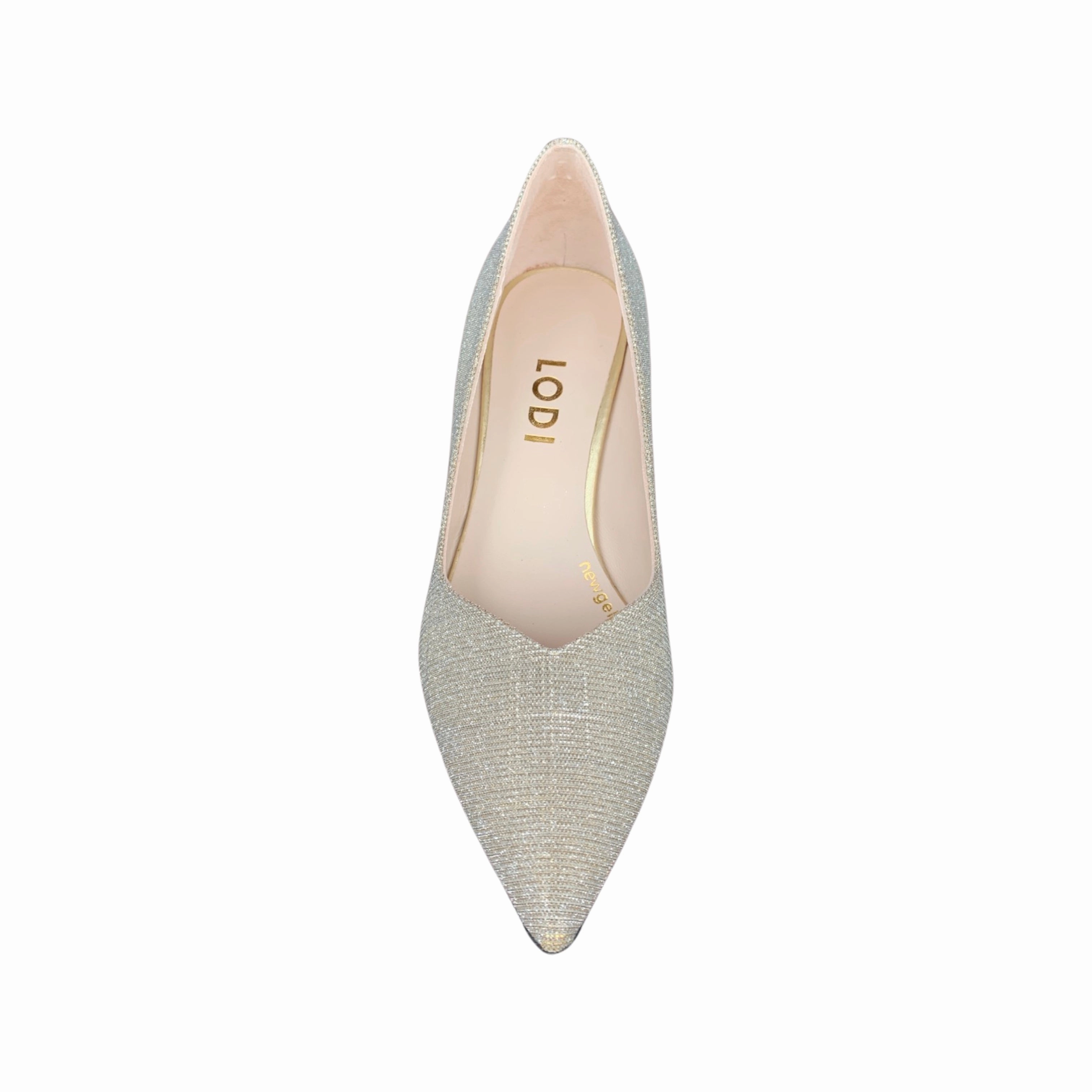 Mili Te Gold Shimmer Block Heel Pump
