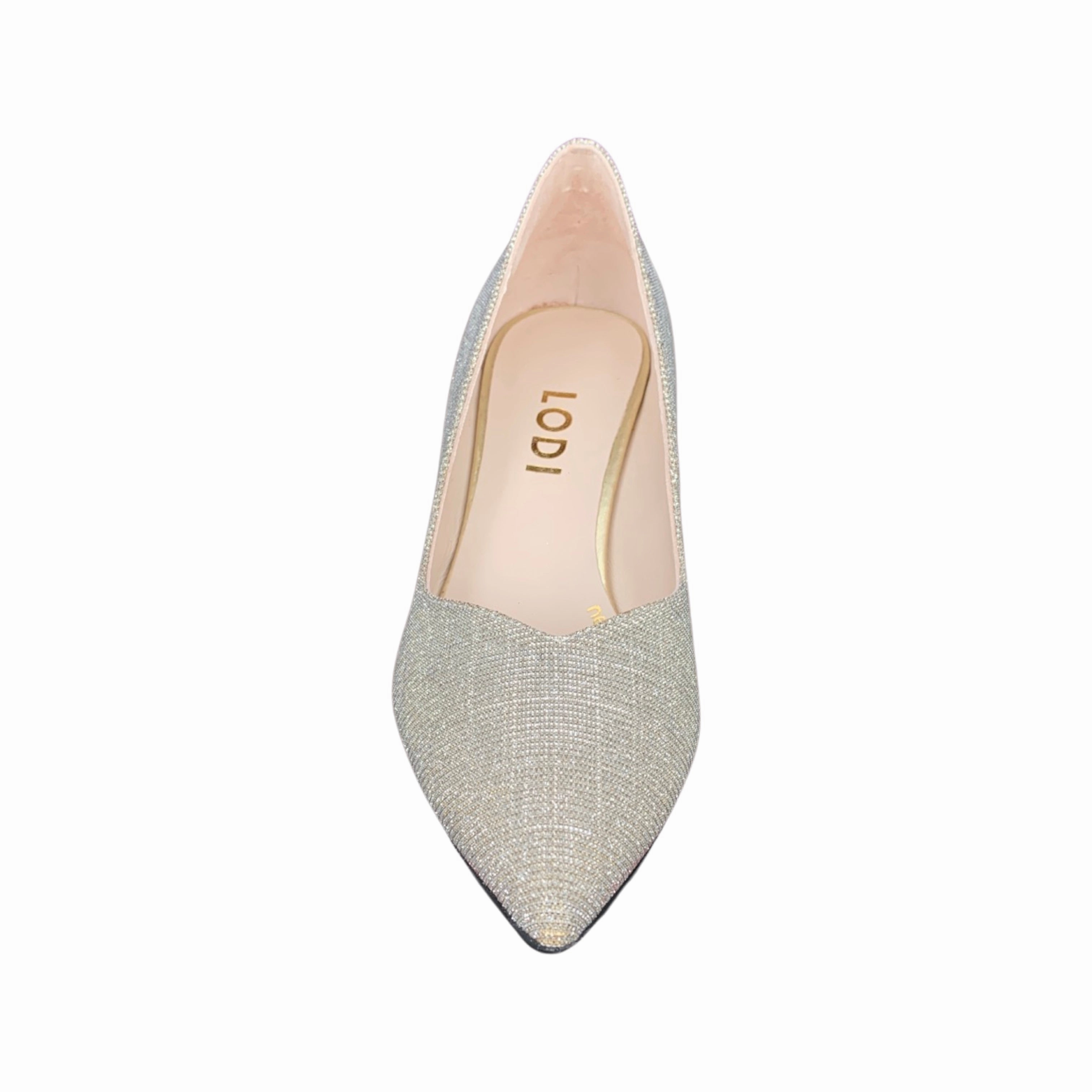 Mili Te Gold Shimmer Block Heel Pump
